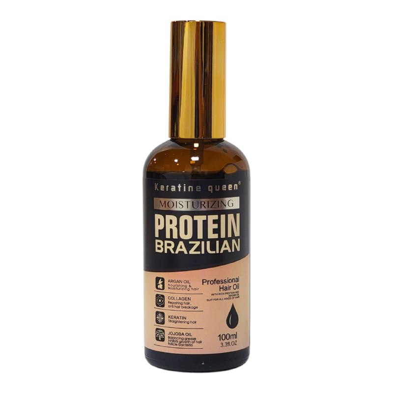 ACEITE PARA EL CABELLO CON PROTEINAS BRASILEÑAS ACEITE DE ARGAN Y JOJOBA KERATINE QUEEN 100ML