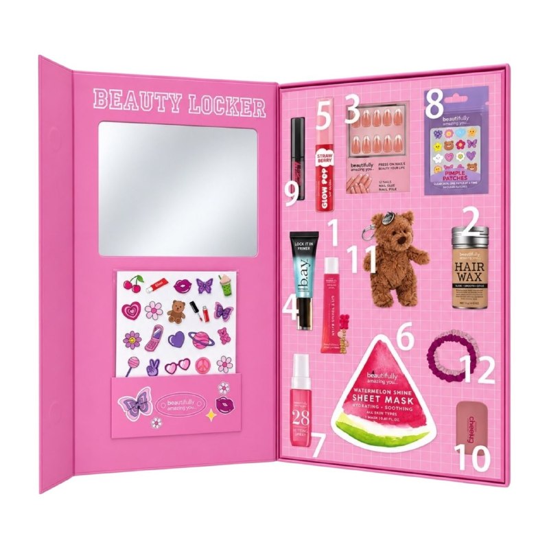 SET DE MAQUILLAJE MULTIFUNCIONAL DE 12 PIEZAS DE BELLEZA, CUIDADO PERSONAL Y ACCESORIOS EN ESTUCHE ORGANIZADOR BEAUTY LOCKER