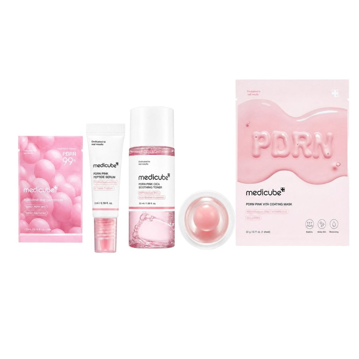 KIT DE CUIDADO FACIAL CON PDRN PEPTIDOS Y COLAGENO MEDICUBE 5 PIEZAS