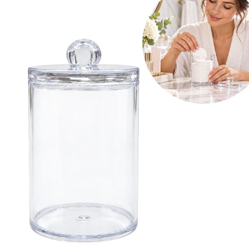 ORGANIZADOR MULTIUSOS TRANSPARENTE PARA ALGODONES E HISOPOS O COSMETICOS 10X6CM