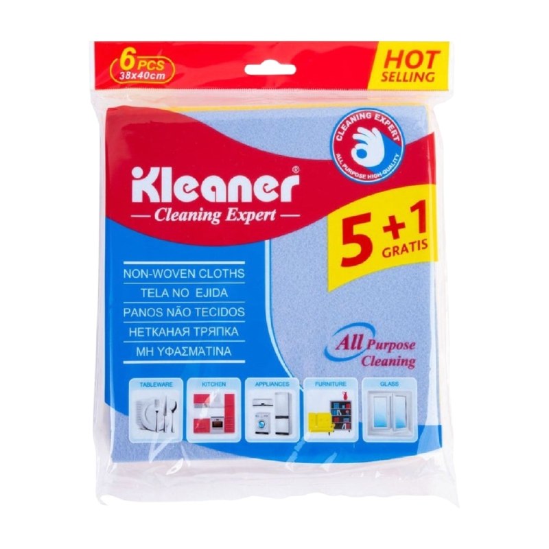 TRAPO PAÑOS MULTIUSOS DE LIMPIEZA REUTILIZABLES Y SUAVES DE 6PCS KLEANER 38X40CM