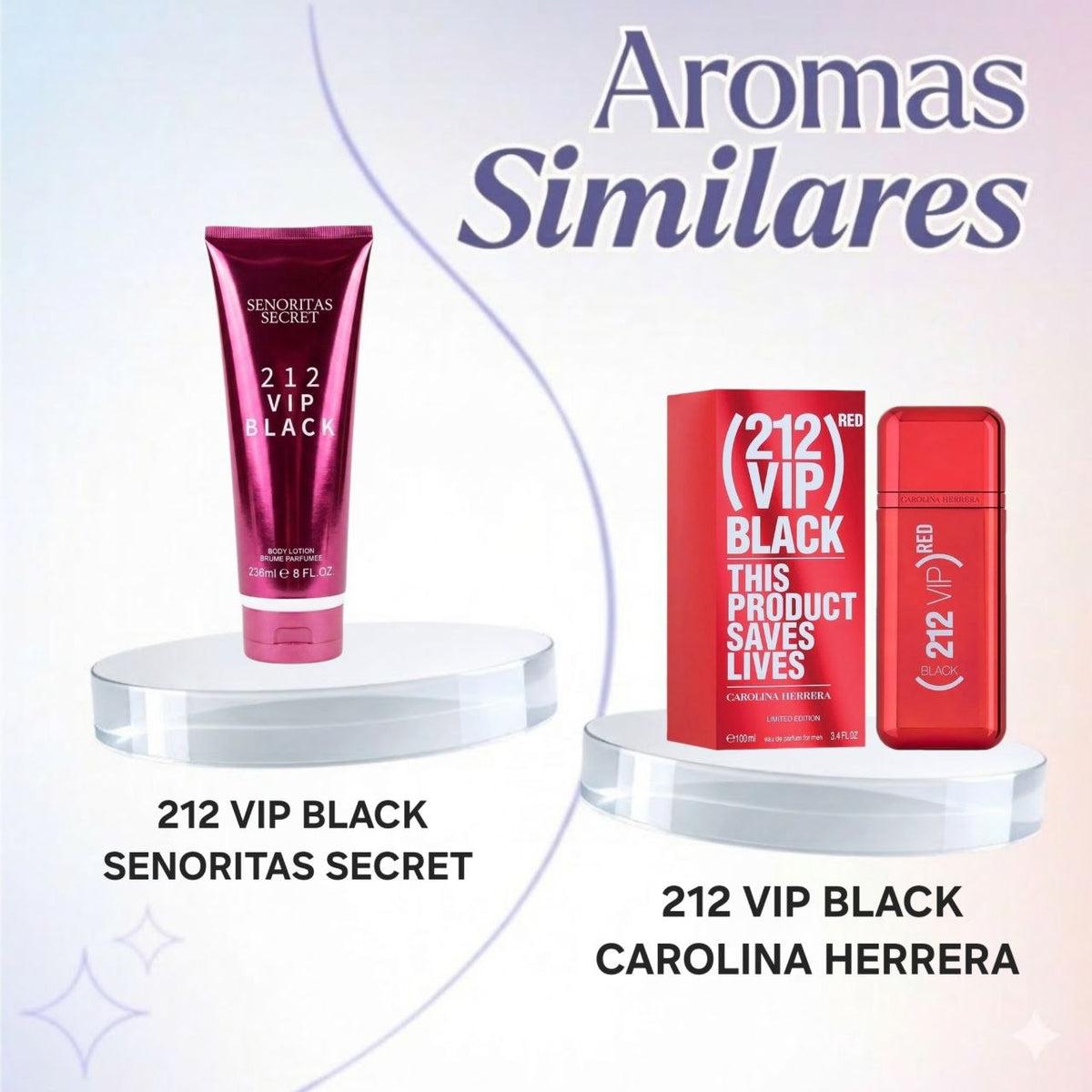 CREMA 212 VIP BLACK SENORITAS SECRET 236ML (M) (AROMA SIMILAR A CAROLINA HERRERA 212 VIP BLACK)