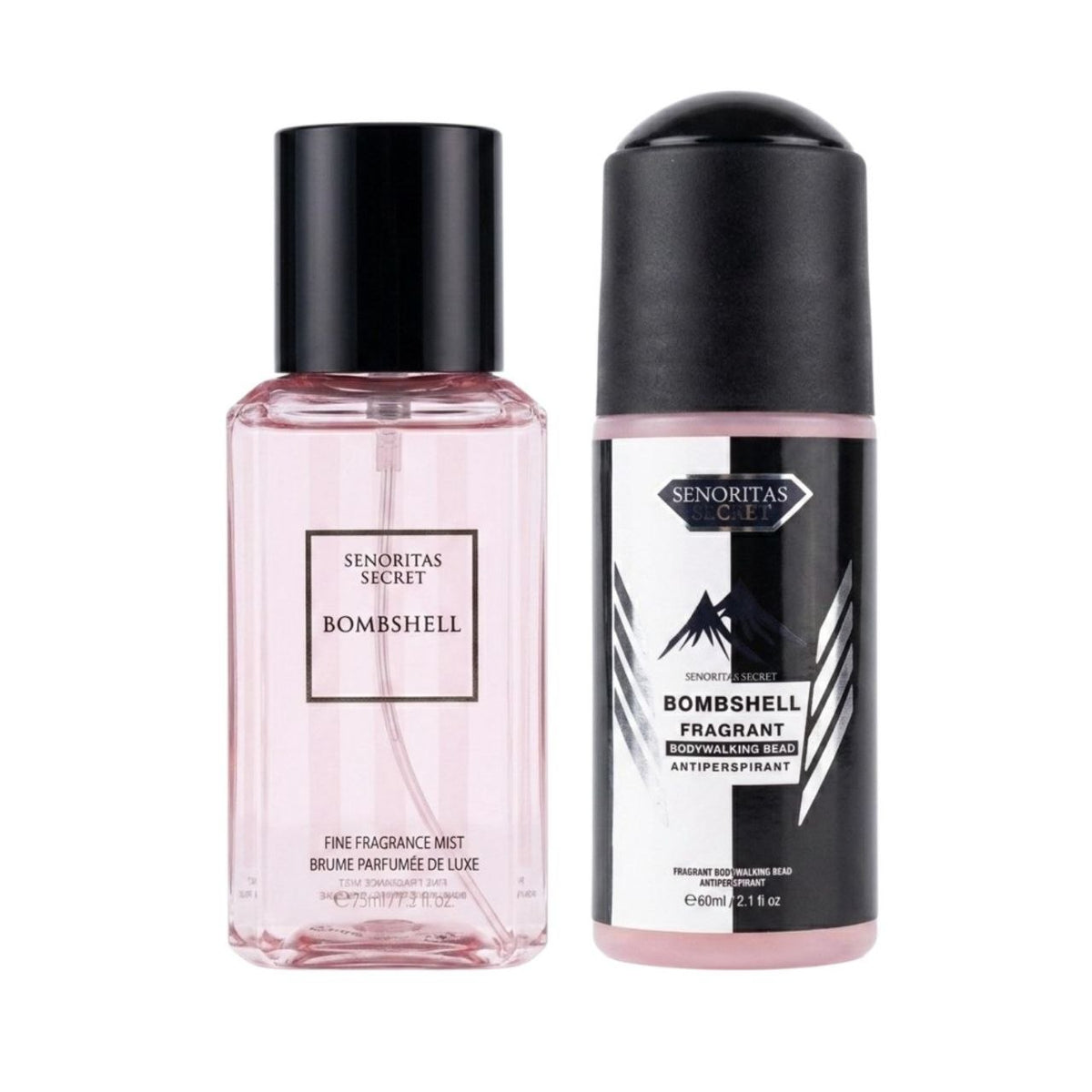 SET SENORITAS SECRET BOMBSHELL SPLASH 75ML Y ANTISPERSPIRANTE 60ML (M) (AROMA SIMILAR A VICTORIAS SECRET BOMBSHELL)