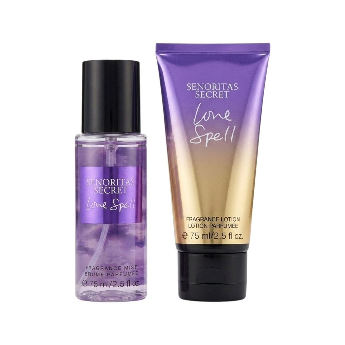 SET MINI SENORITAS SECRET LOVE SPELL SPLASH 75ML Y CREMA CORPORAL 75ML (M) (AROMA SIMILAR A VICTORIAS SECRET LOVE SPELL)