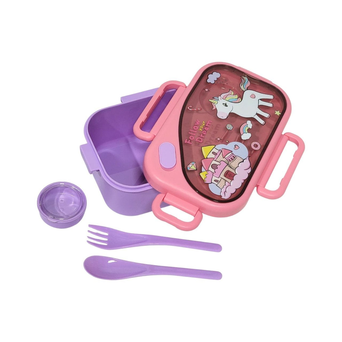 RECIPIENTE PANA PARA ALIMENTOS HERMETICA INFANTIL CON DISEÑO DE UNICORNIO 21X23X9CM