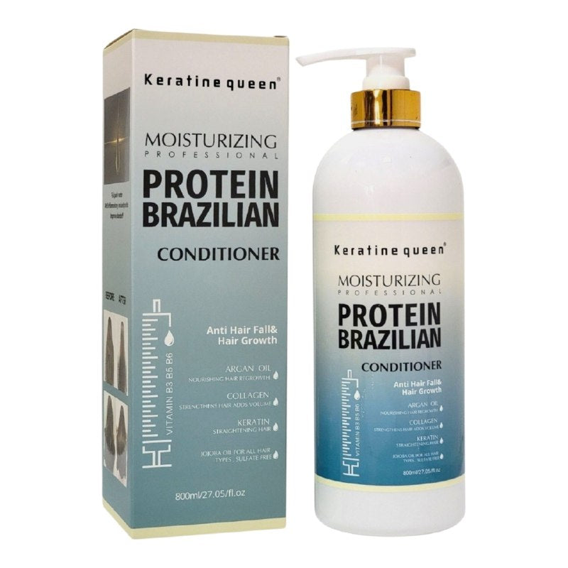 ACONDICIONADOR HIDRATANTE CON PROTEINA BRASILEÑA QUERATINA Y VITAMINA B5 KERATINE QUEEN 800ML (Copia)