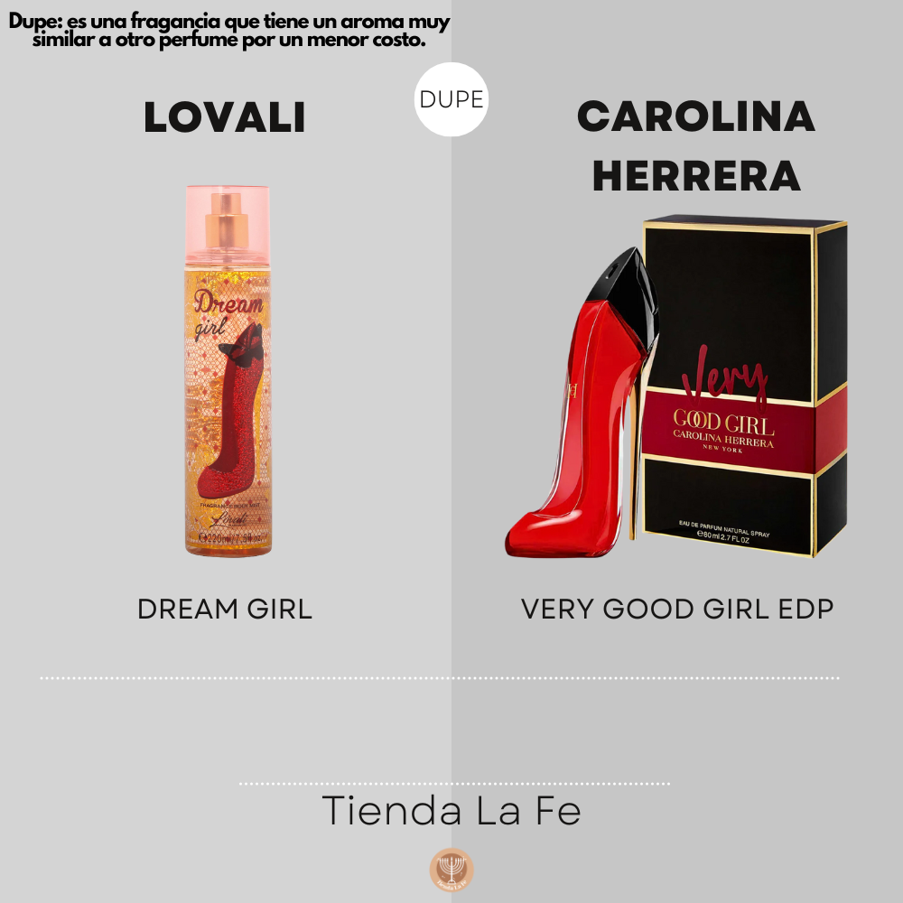 SPLASH LOVALI DREAM GIRL 220ML (M)(DUPE DE CAROLINA HERRERA VERY GOOD GIRL EDP 80ML)