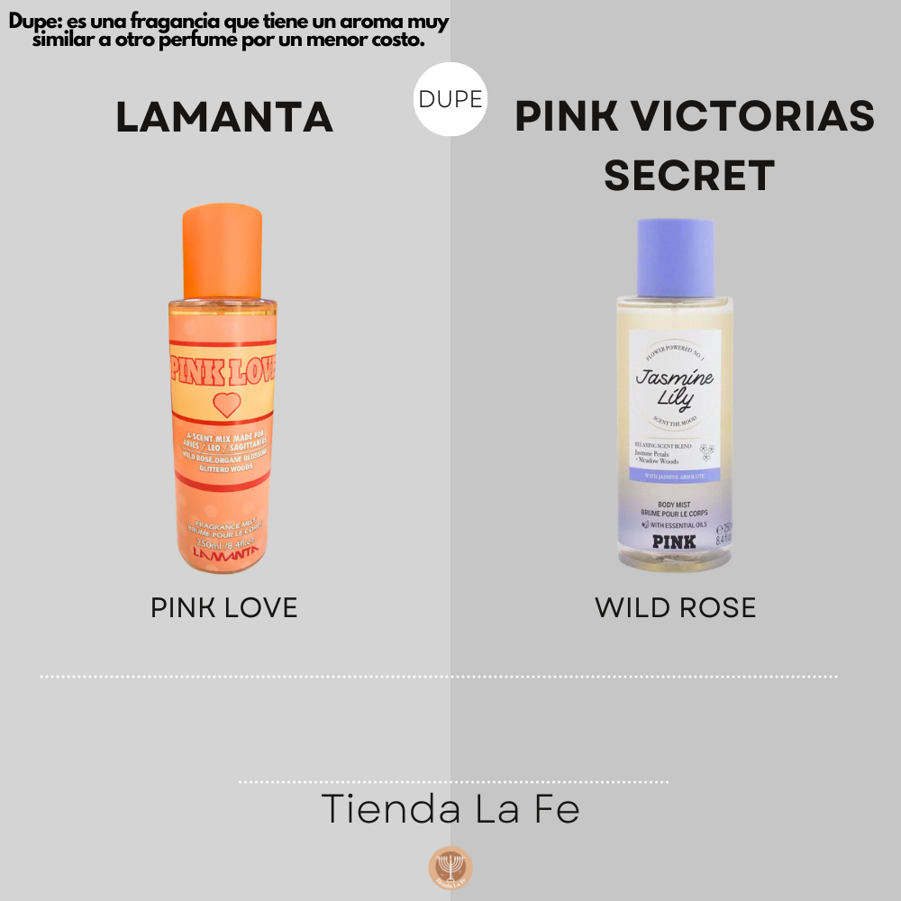 SPLASH LAMANTA PINK LOVE 250ML (M)(DUPE DE VICTORIAS SECRET PINK JASMINE LILY)