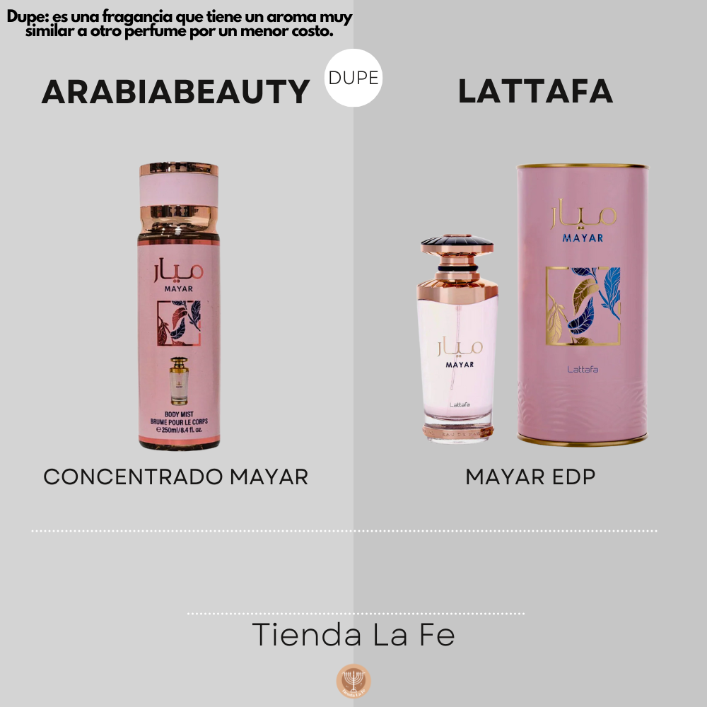 SPRAY PERFUMADO CONCENTRADO ARABIABEAUTY MAYAR 250ML (M)(DUPE DE LATTAFA MAYAR EDP 100ML )