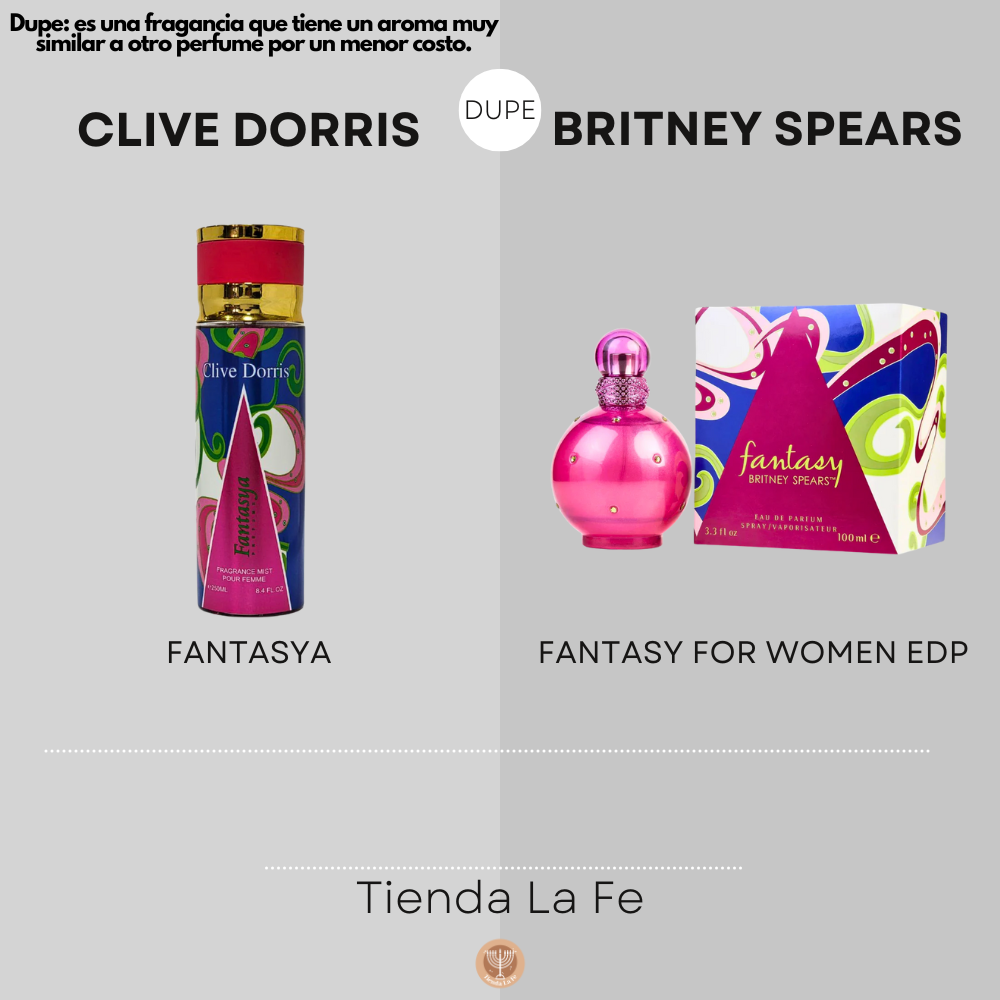 SPRAY PERFUMADO CONCENTRADO CLIVE DORRIS FANTASYA 250ML (M)(DUPE DE BRITNEY SPEARS FANTASY FOR WOMEN EDP 100ML)