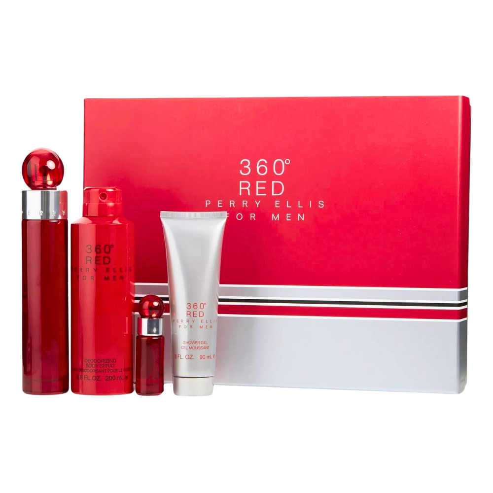 SET PERRY ELLIS 360 RED FOR MEN EDT 100ML EDT 7.5ML GEL DE DUCHA 90ML SPRAY CORPORAL 200ML (H)