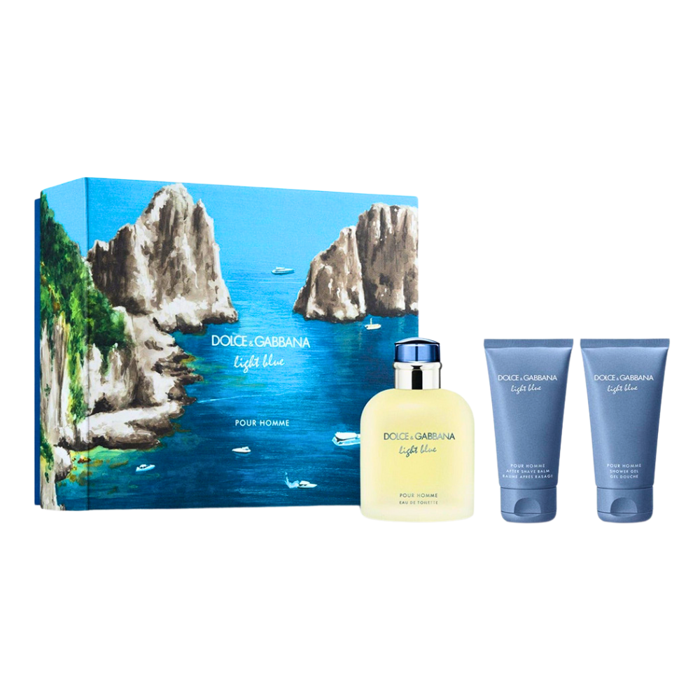 SET DOLCE & GABBANA LIGHT BLUE FOR MEN EDT 125ML CREMA DESPUES DE AFEITAR 50ML GEL DE DUCHA 50ML (H)
