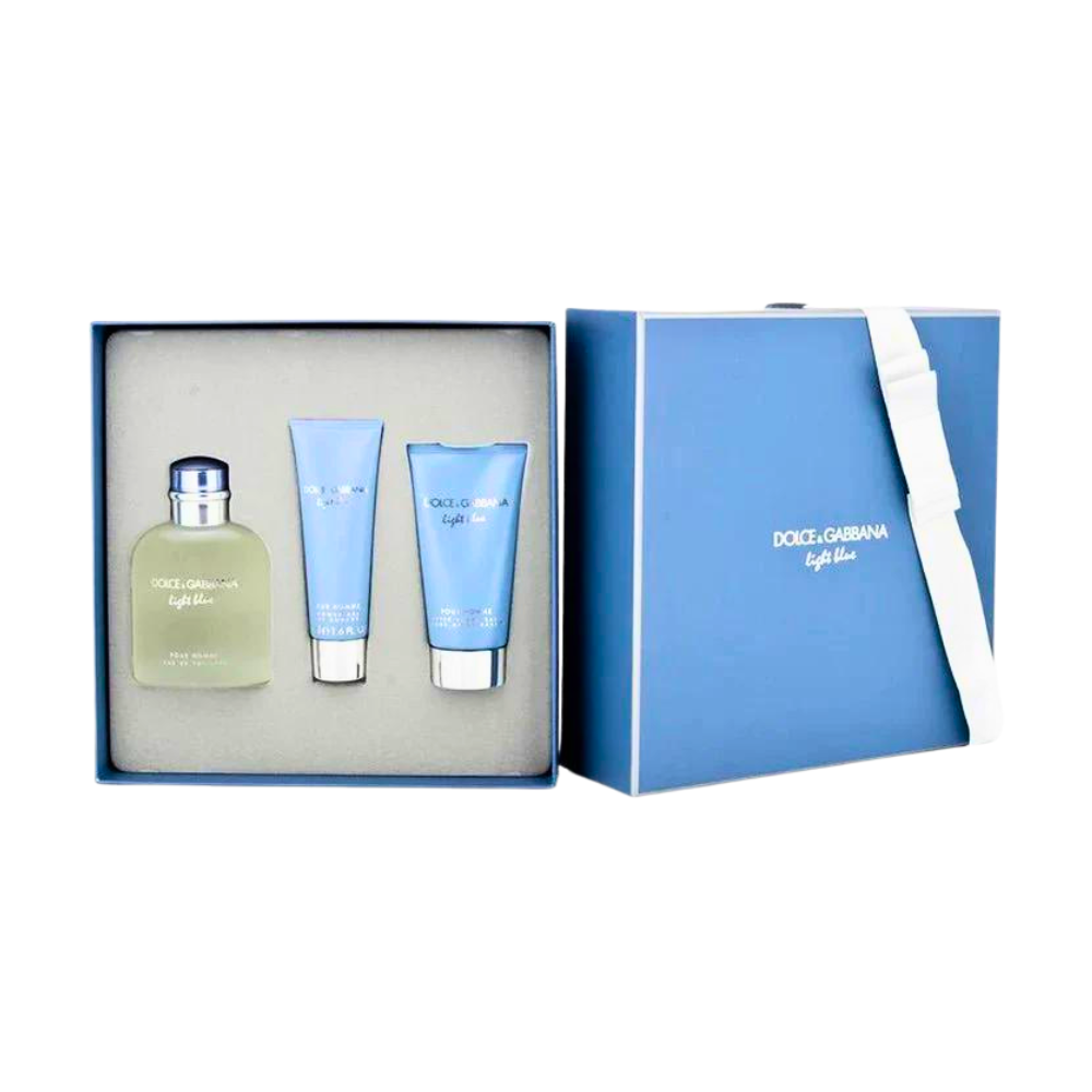 SET DOLCE & GABBANA LIGHT BLUE FOR MEN EDT 125ML, AFTHER SHAVE 75ML, SHOWER GEL 50ML (H)