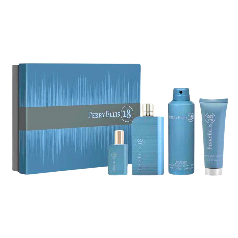 SET PERRY ELLIS 18 FOR MEN EDT 100ML EDT 7.5ML GEL DE DUCHA 90ML SPRAY CORPORAL 170G (H)