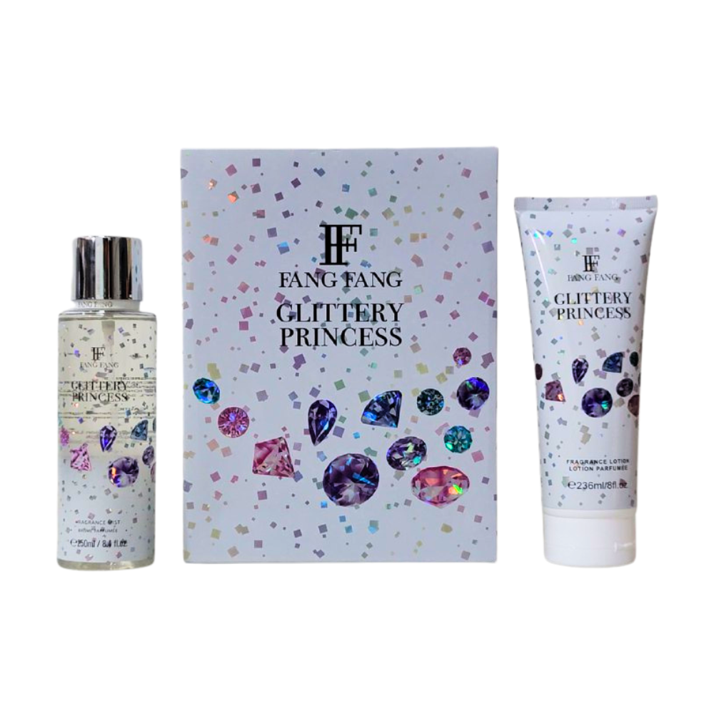 SET FANG FANG GLITTERY PRINCESS SPLASH 250ML, BODY LOTION 236ML (M)