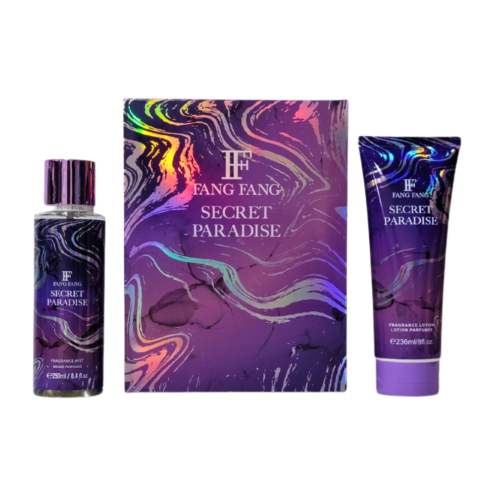 SET FANG FANG FANG SECRET PARADISE SPLASH 250ML, BODY LOTION 236ML (M)