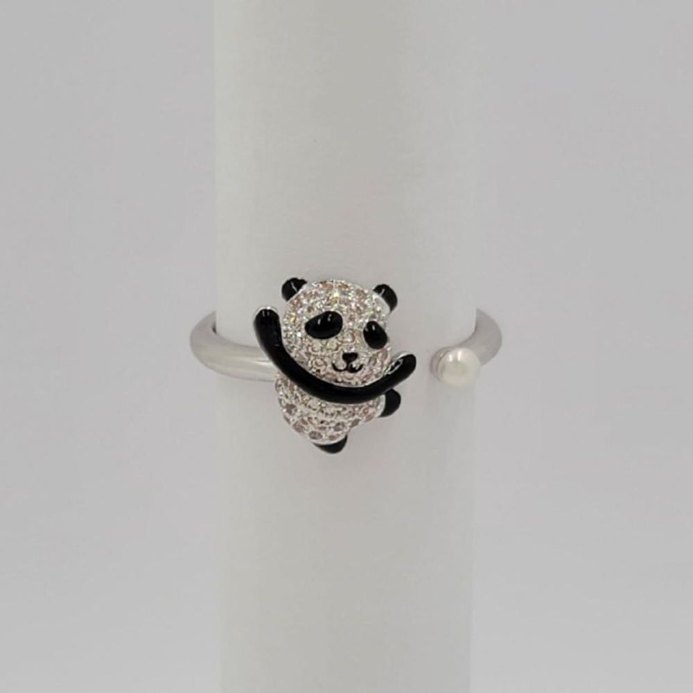 ANILLO DE ENCHAPE CON FORMA DE PANDA