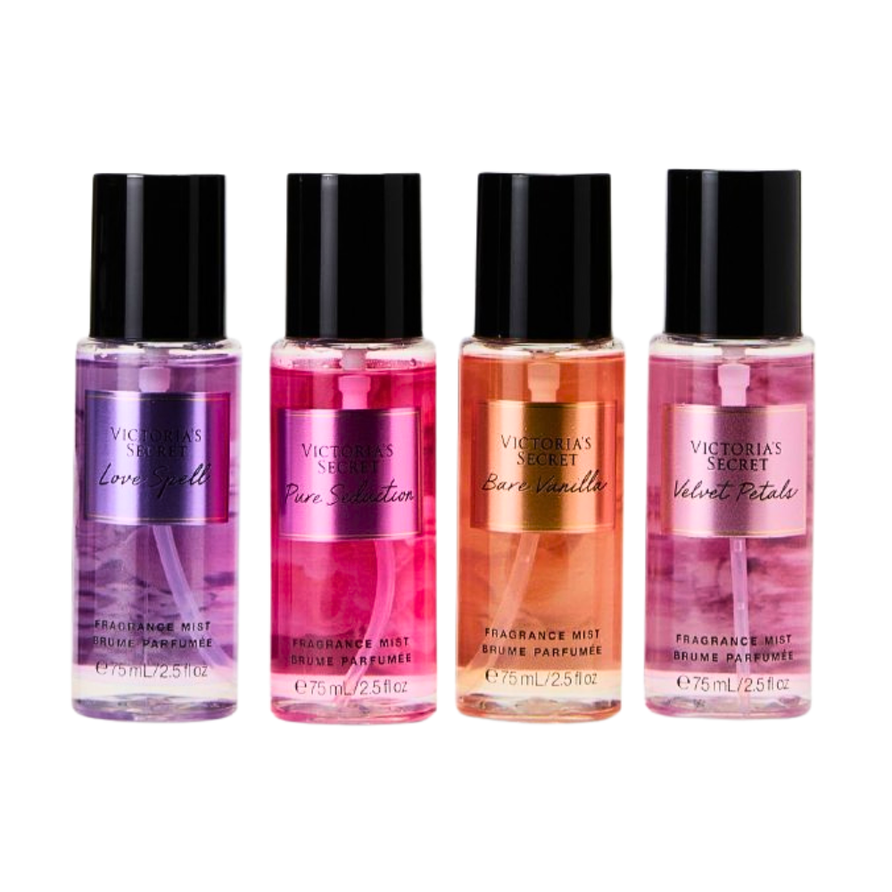 SET VICTORIAS SECRET SPLASH LOVE SPELL 75ML, SPLASH PURE SEDUCTION 75ML, SPLASH BARE VANILLA 75ML, SPLASH VELVET PETALS 75ML (M)