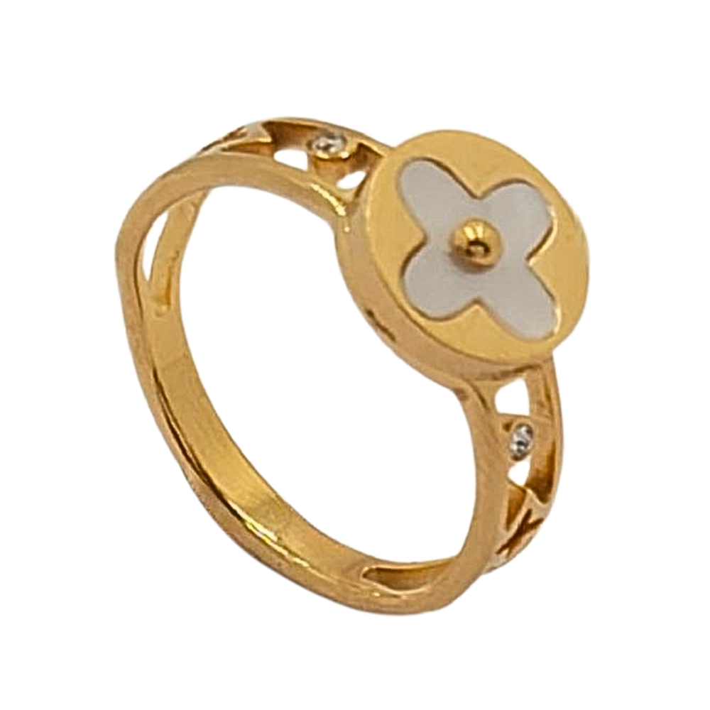 ANILLO DE ENCHAPE CON FORMA DE FLOR