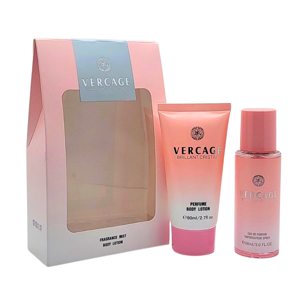 SET DE SPLASH PARA DAMA MYSTICAL VERCAGE BRILLANT CRISTAL SPLASH 88ML, BODY LOTION 80ML (M)