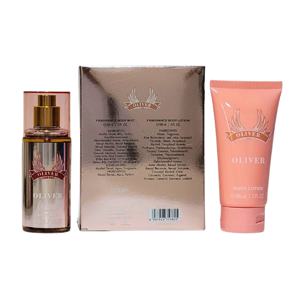 SET DE SPLASH PARA DAMA LOVALI OLIVER SPLASH 88ML, BODY LOTION 88ML (M)