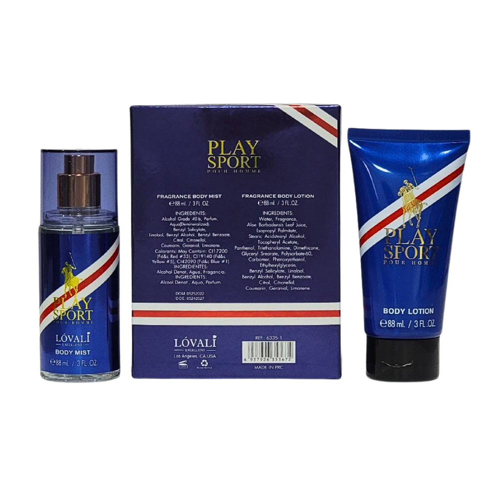 SET DE SPLASH DE HOMBRE LOVALI PLAY SPORT POUR HOMME SPLASH 88ML, BODY LOTION 88ML (H)