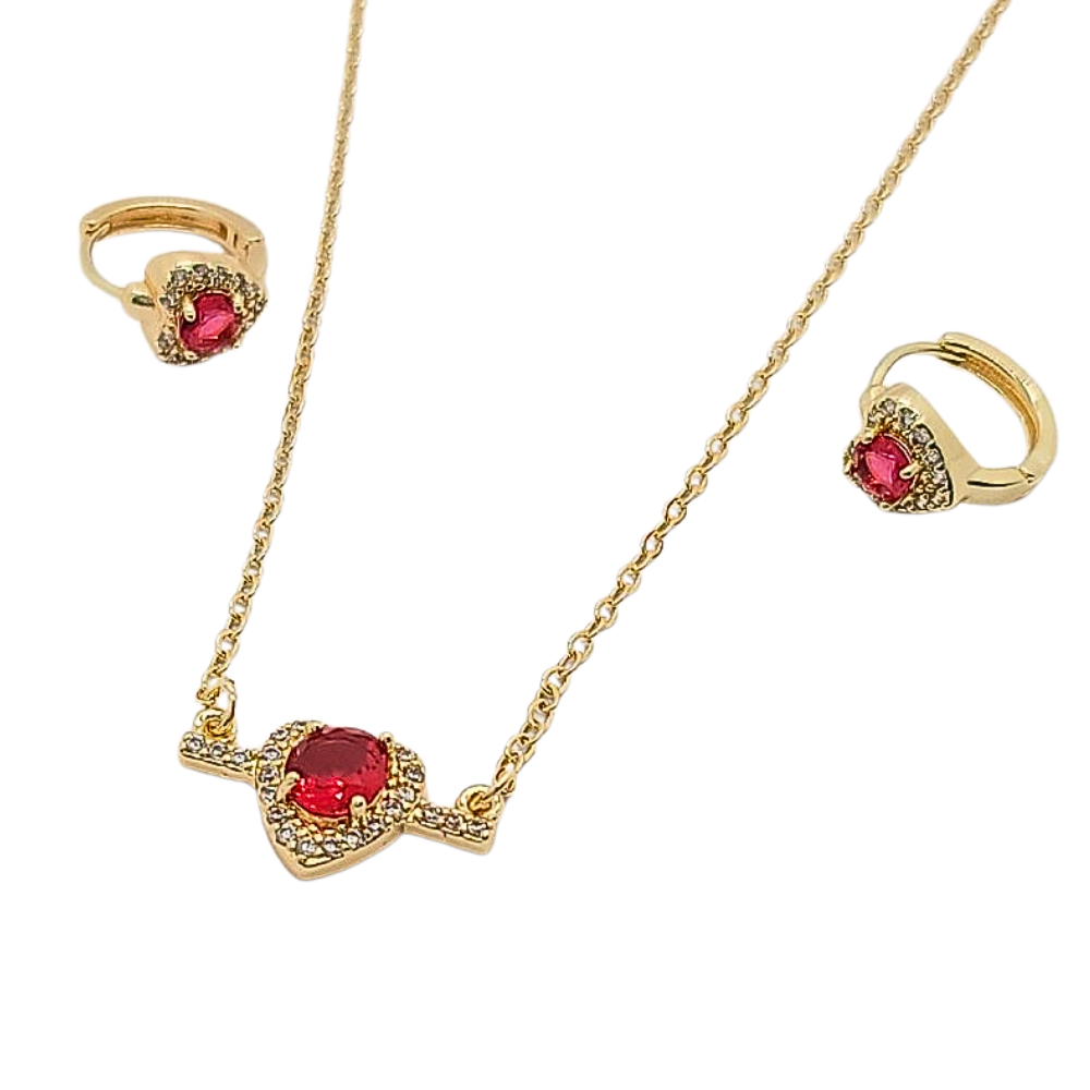 ESET1368 FORMA CORAZON CIRCON ROJO