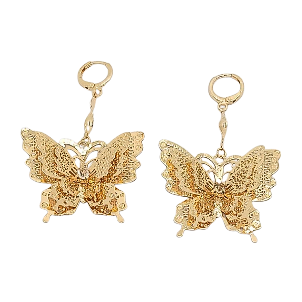 ARGOLLAS DE ENCHAPE CON FORMA DE MARIPOSA