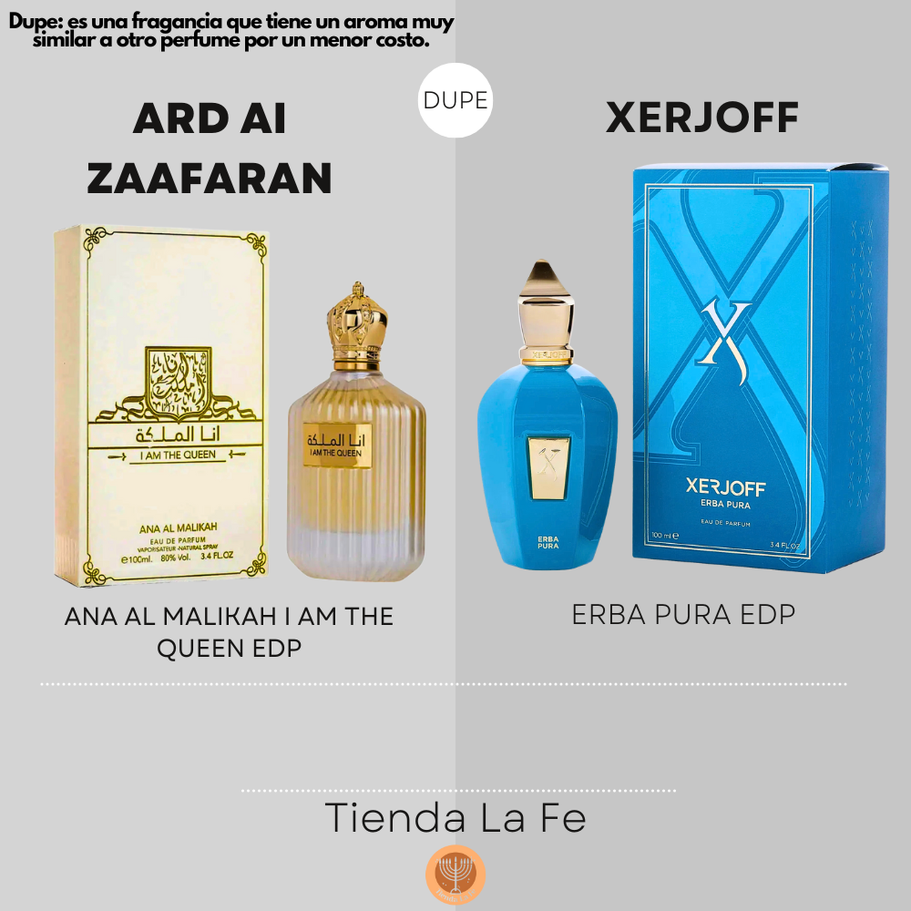 ARD AL ZAAFARAN ANA AL MALIKAH I AM THE QUEEN EDP 100ML (M) (DUPE XERJOFF ERBA PURA EDP)