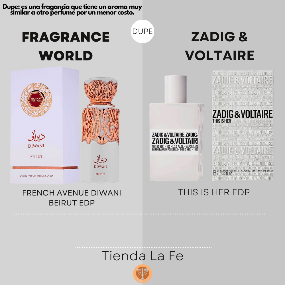 FA PARIS FRENCH AVENUE DIWANI BEIRUT EDP 100ML (M) (DUPE ZADIG & VOLTAIRE THIS IS HER EDP)