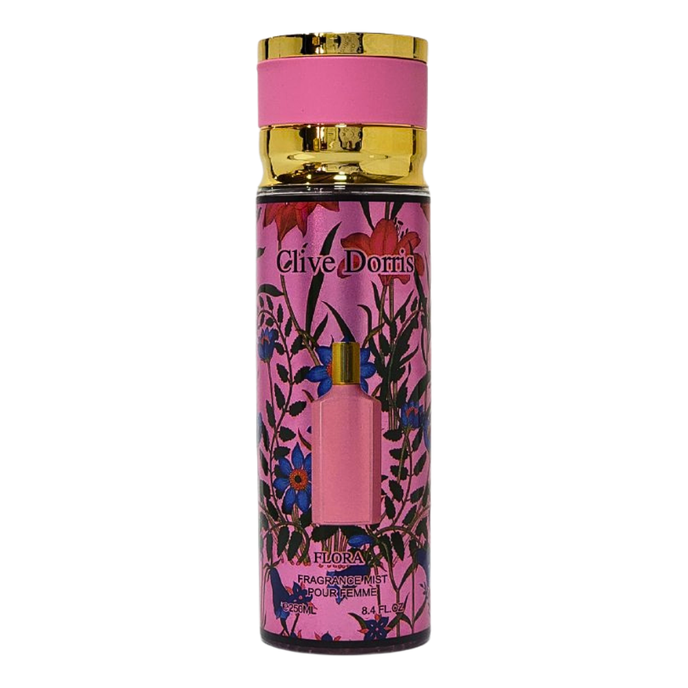 SPRAY PERFUMADO CONCENTRADO CLIVE DORRIS FLORA 250ML (M)(DUPE DE GUCCI FLORA GORGEOUS GARDENIA EDP 100 ML)