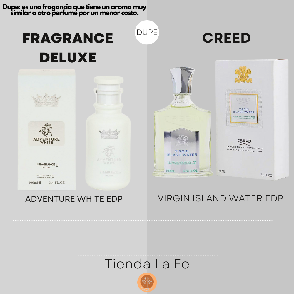 FRAGRANCE DELUXE ADVENTURE WHITE EDP 100ML (U) (DUPE CREED VIRGIN ISLAND WATER EDP)