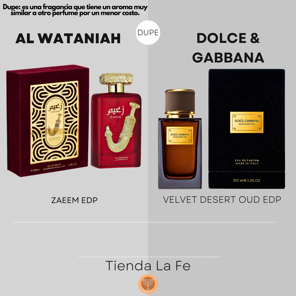 AL WATANIAH ZAEEM EDP 100ML (U) (DUPE DOLCE & GABBANA VELVET DESERT OUD EDP)