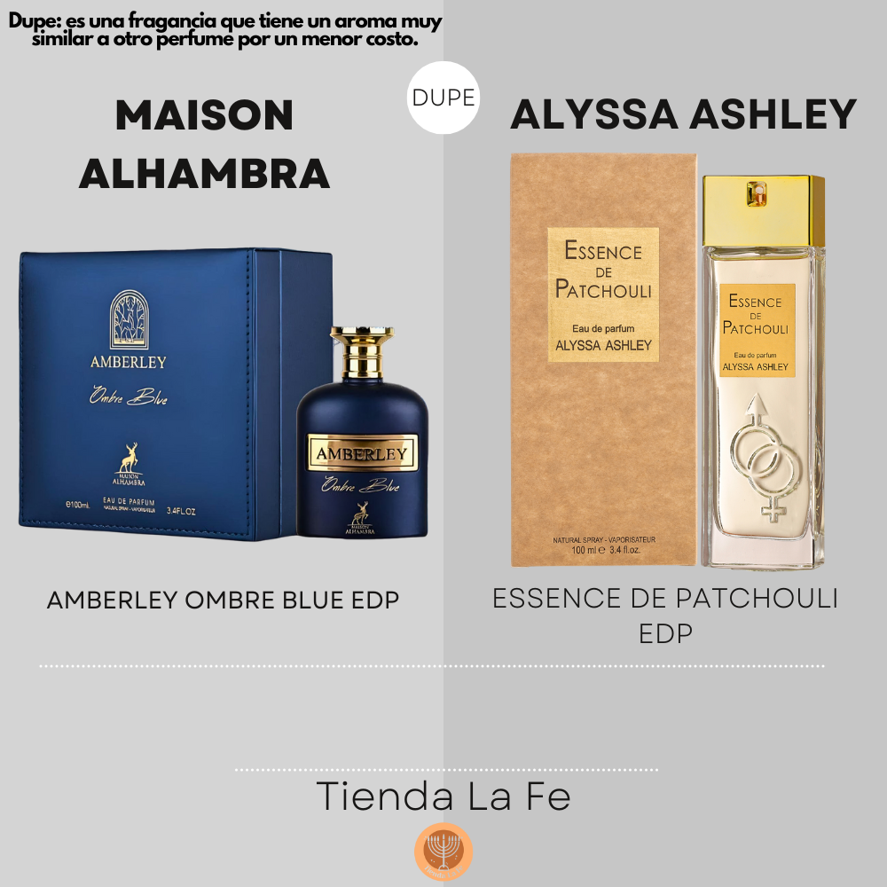 MAISON ALHAMBRA AMBERLEY OMBRE BLUE EDP 100ML (U) (DUPE ALYSSA ASHLEY ESSENCE DE PATCHOULI EDP)