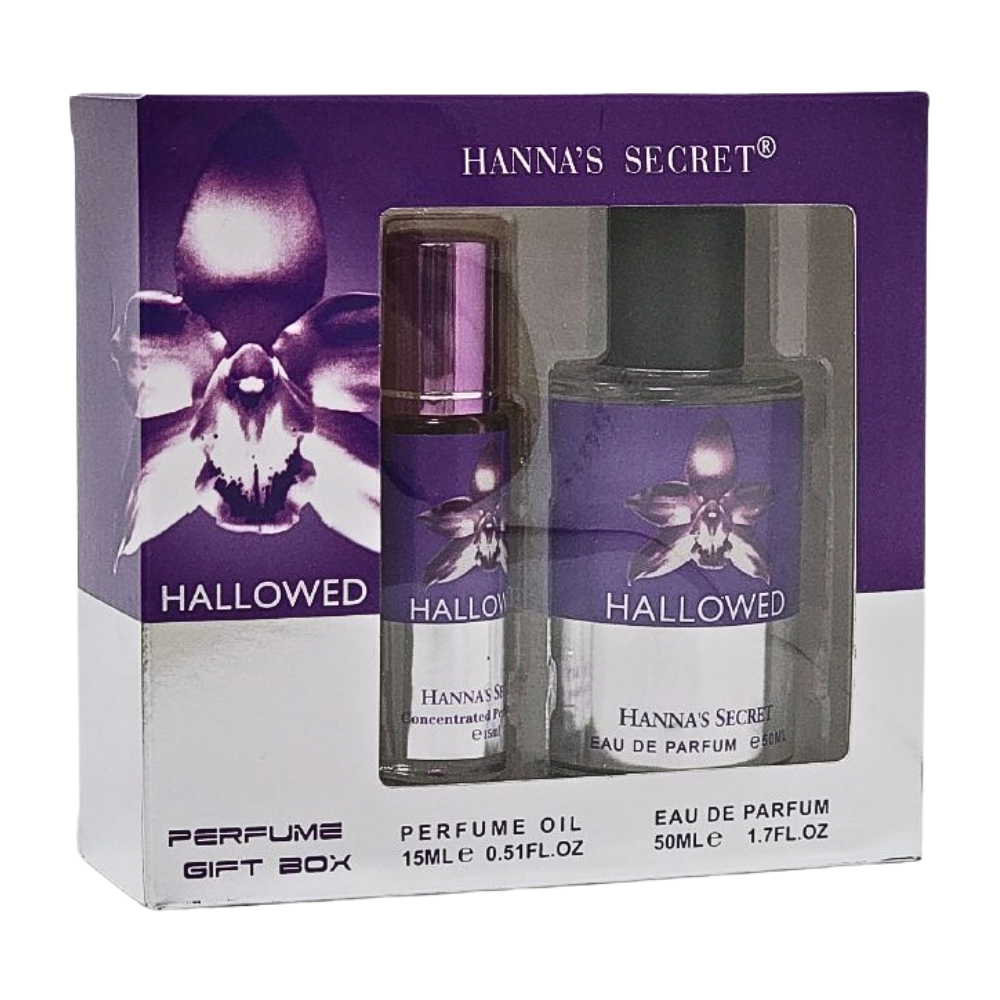 SET HANNAS SECRET HALLOWED WOMEN EDP 50ML, OIL PERFUME 15ML (M)