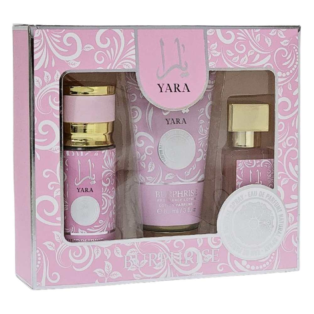 SET BURPHRISE YARA EDP 50ML, SPLASH 75ML, BODY LOTION 88ML (M)