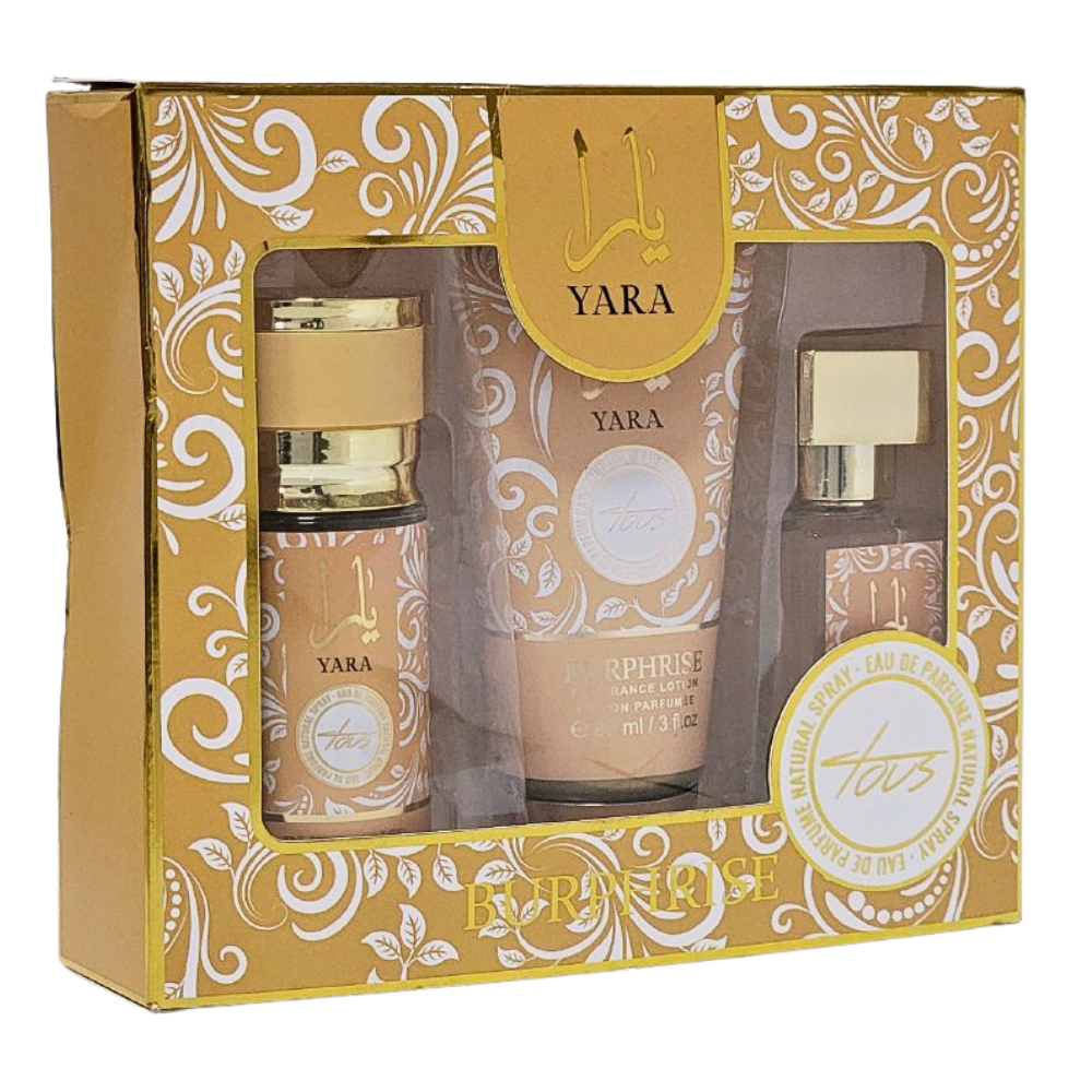 SET BURPHRISE YARA EDP 50ML, SPLASH 75ML, BODY LOTION 88ML (M)
