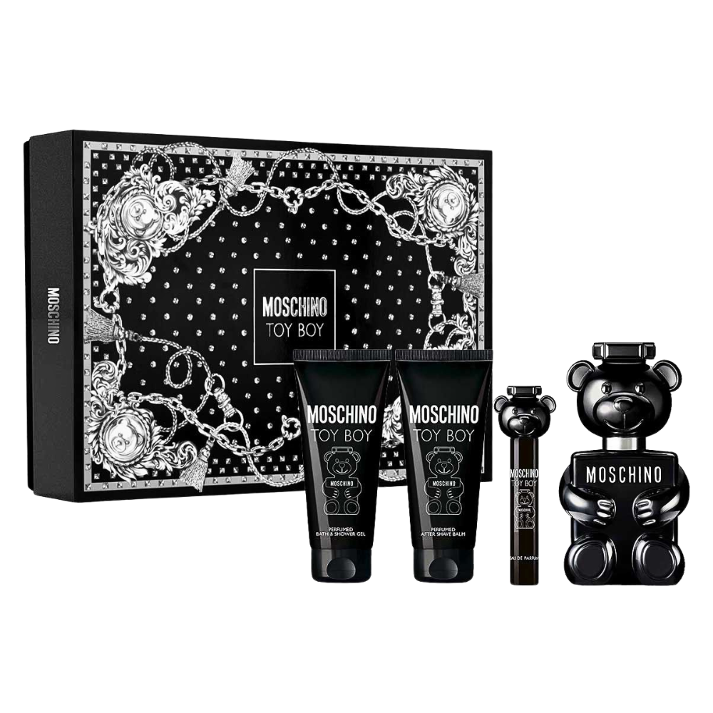 SET MOSCHINO TOY BOY EDP 100ML EDP 10ML GEL DE DUCHA 100ML CREMA DESPUES DE AFEITADO 100ML (H)