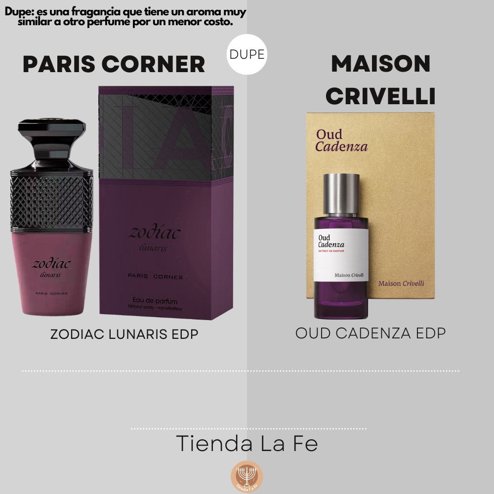 PARIS CORNER ZODIAC LUNARIS EDP 100ML (U) (DUPE MAISON CRIVELLI OUD CADENZA EDP)