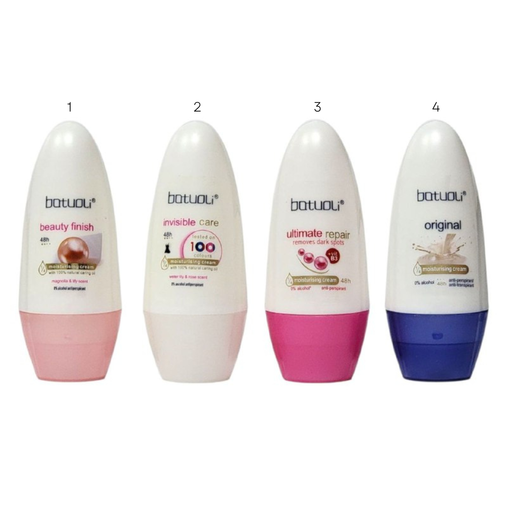 DESODORANTE PARA MUJERES ANTITRANSPIRANTE EN ROLL-ON, FORMULA DOBLE ACTIVO PARA SENSACION DE SEQUEDAD DURADERA, PROTECCION ANTITRANSPIRANTE DE 48H, CUIDADO SUAVE DE LA PIEL Y EL OLOR BATUOLI (DUPE DE DOVE)
