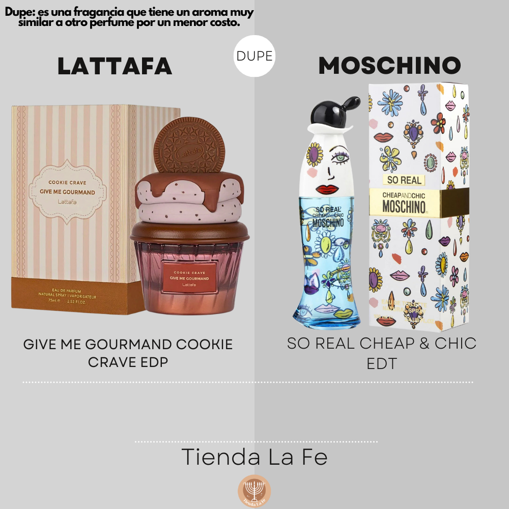 LATTAFA GIVE ME GOURMAND COOKIE CRAVE EDP 75ML (M) (DUPE MOSCHINO SO REAL CHEAP & CHIC EDT)