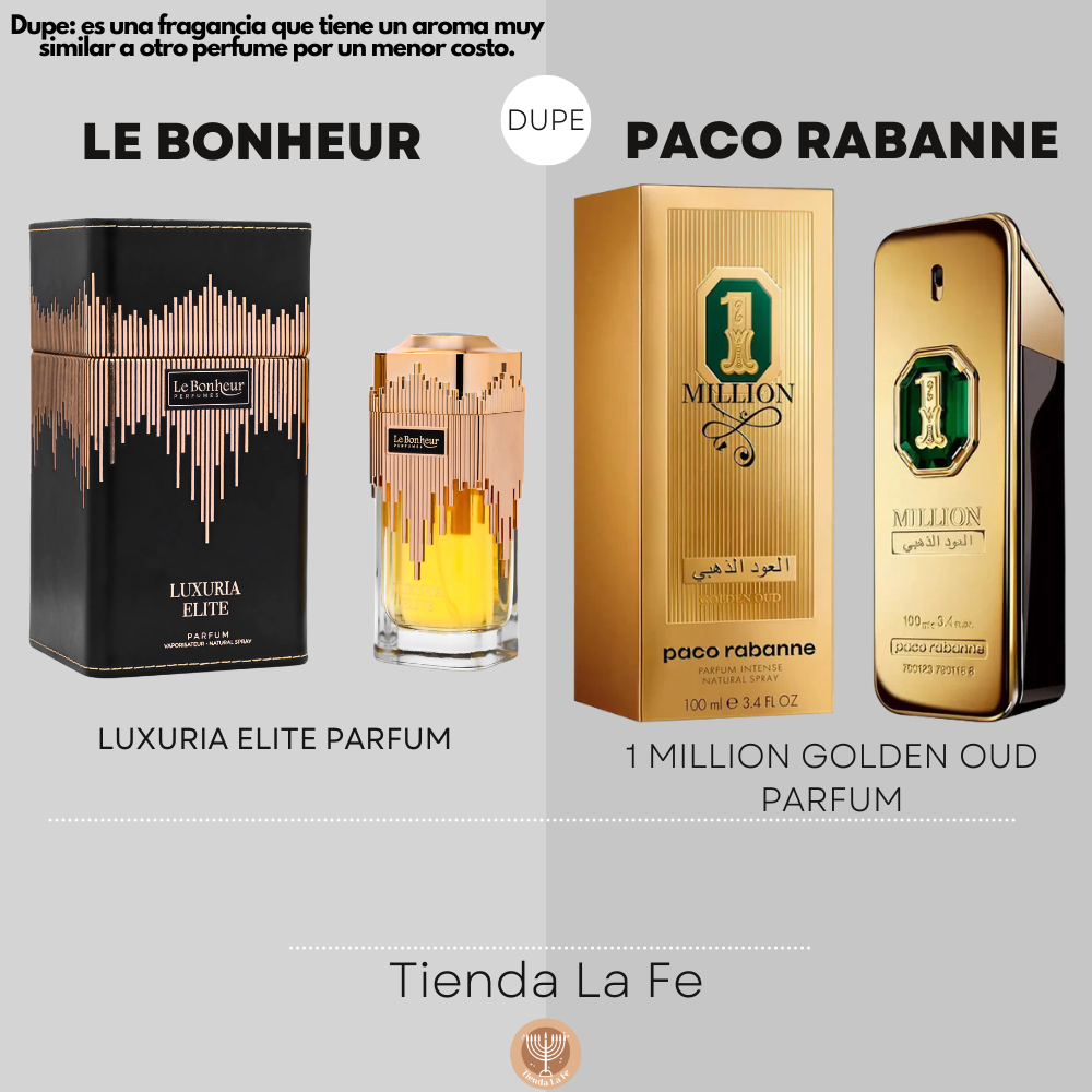LE BONHEUR LUXURIA ELITE PARFUM 100ML (H) (DUPE PACO RABANNE 1 MILLION GOLDEN OUD PARFUM)