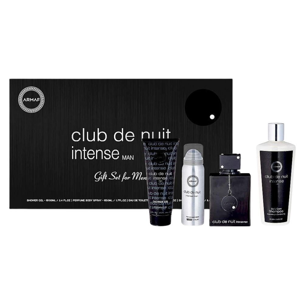 SET ARMAF CLUB DE NUIT INTENSE MAN EDT 105ML, SHOWER GEL 100ML, BODY SPRAY 50ML, SHAMPOO 250ML (H)