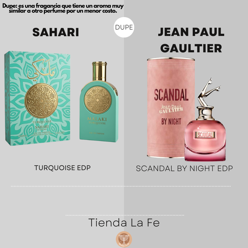 SAHARI MALAKI TURQUOISE EDP 100ML (M) (DUPE JEAN PAUL GAULTIER SCANDAL BY NIGHT EDP)