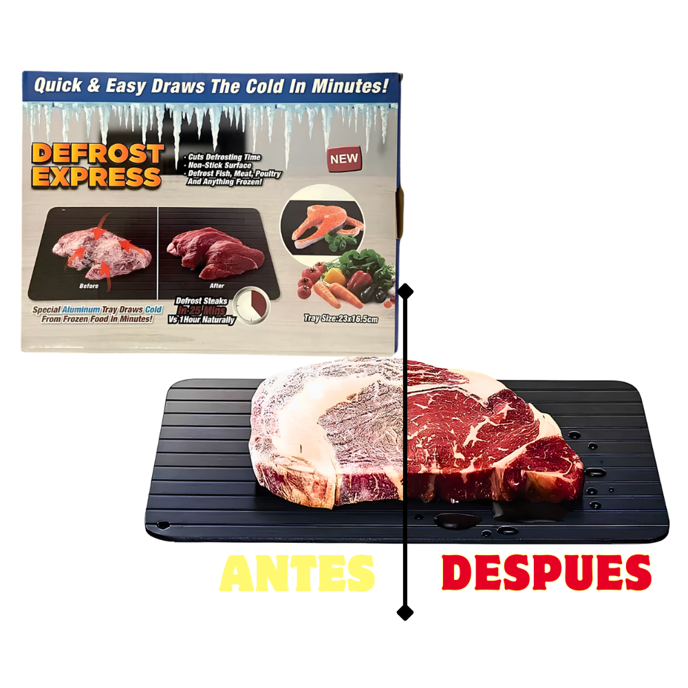 BANDEJA DE ALUMINIO DE DESCONGELACION RAPIDA PARA CARNES Y ALIMENTOS 23X16.5CM