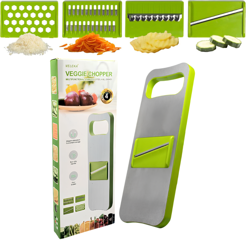 CORTADOR Y RALLADOR DE VERDURAS 4 EN 1 DE ACERO INOXIDABLE VELEKA 28X10.5CM