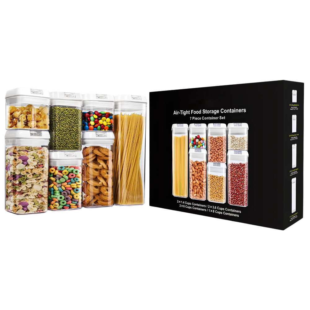 SET DE RECIPIENTES HERMETICOS ALMACENADORES DE ALIMENTOS DE 7PCS