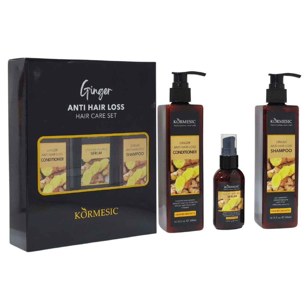 SET DE CUIDADO PARA EL CABELLO ANTICAIDA DE JENGIBRE 3PCS KORMESIC