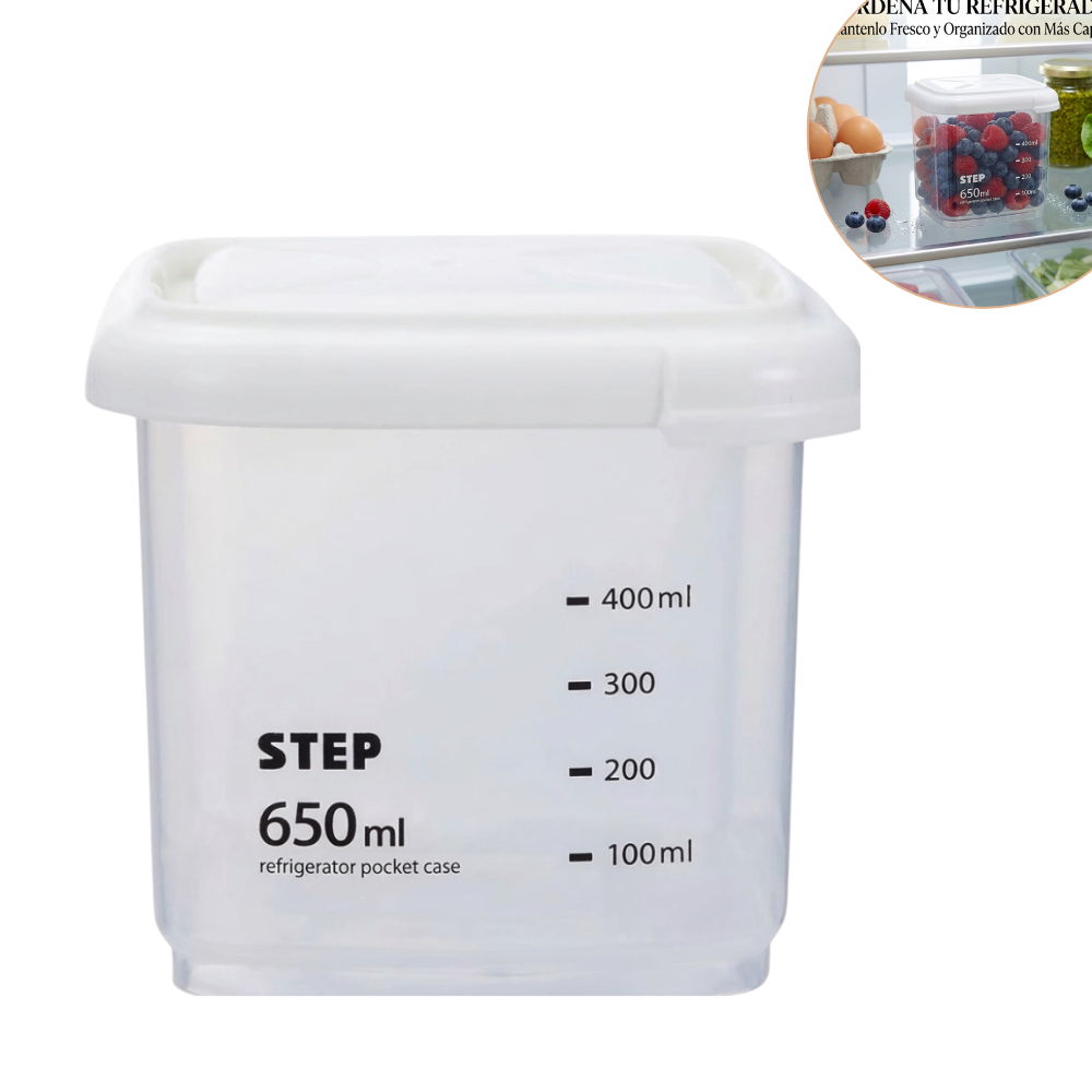 RECIPIENTE PANA ORGANIZADORA DE ALIMENTOS DE PLASTICO DE 650ML DE CAPACIDAD 8.5CMX10CM