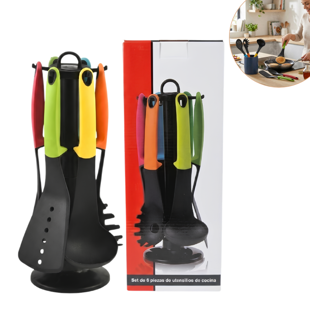 SET DE UTENSILIOS DE COCINA RESISTENTES DE 6PCS